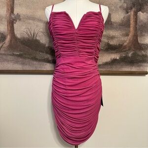 Lulu's Pink Ruched Mini Dress